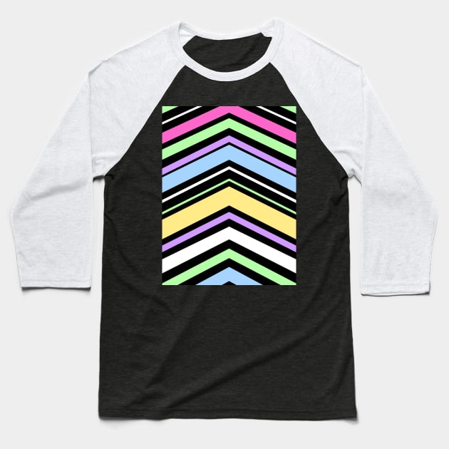 Pastel and Black Chevron Stripes Baseball T-Shirt by OneThreeSix